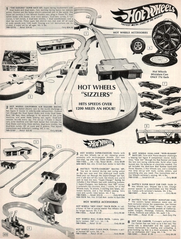 Hot Wheels Christmas 1970 Catalogue page.